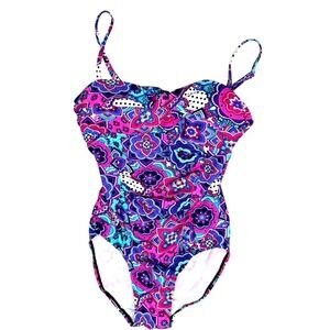 SPANX Love your Assets One Piece Swimsuit Small Slimming Purple Pink  DEFECT Tag